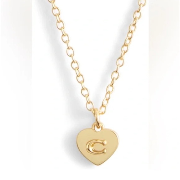 Coach Jewelry - NWT COACH Gold Heart Reversible Charm Necklace